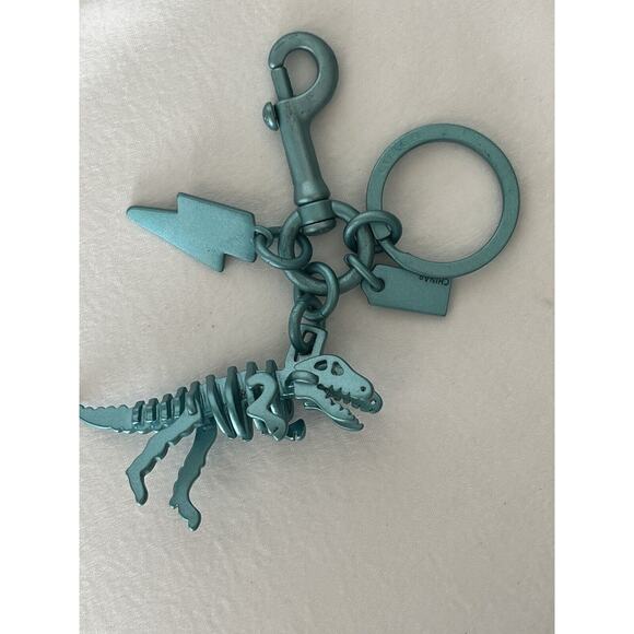 🦖 Coach Blue Turquoise Lighting Rexy Keychain Bag Charm For Purse Dinosaur - Picture 2 of 7